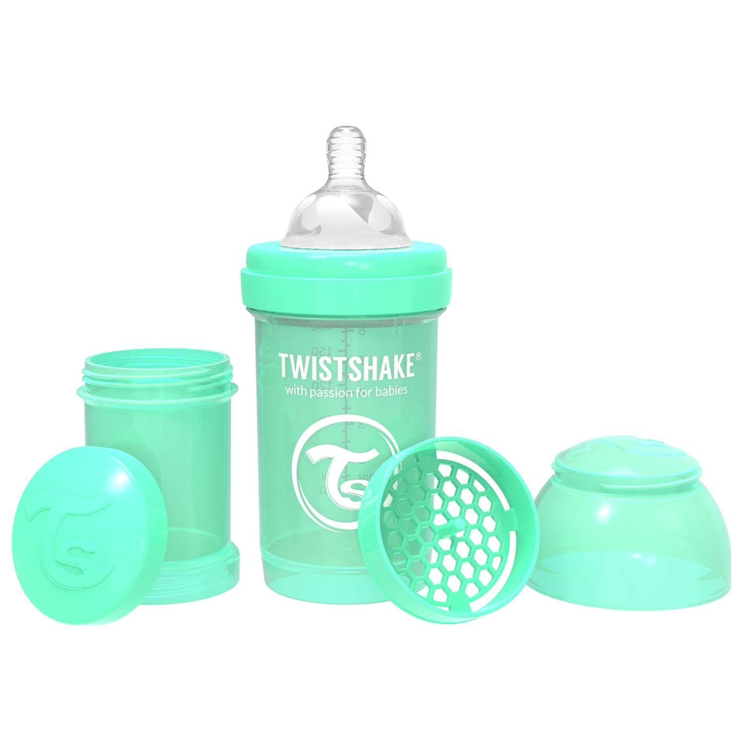 Бутылочка Twistshake Антиколиковая Пастельный зелёный 180 мл 0 мес+ - фото 1