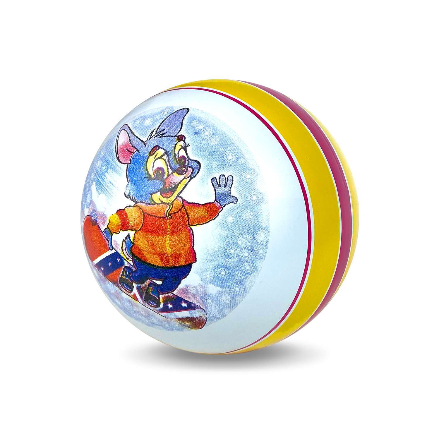 Мяч ЧАПАЕВ Заяц на сноуборде малиновый 15см 44243 - фото 3
