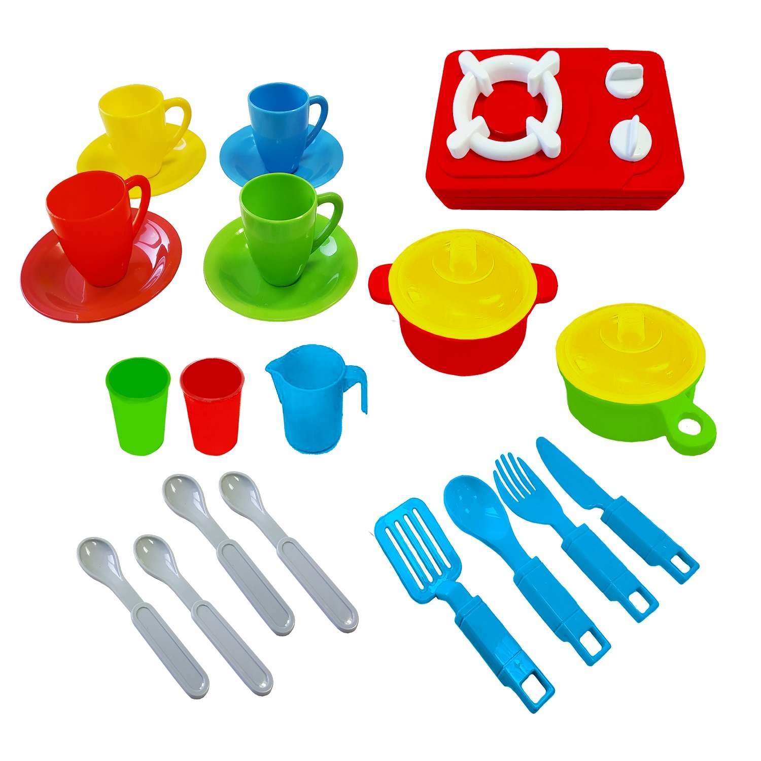 Игровой набор для кухни Green Plast детская игрушечная посудка с плитой 24 предмета - фото 4