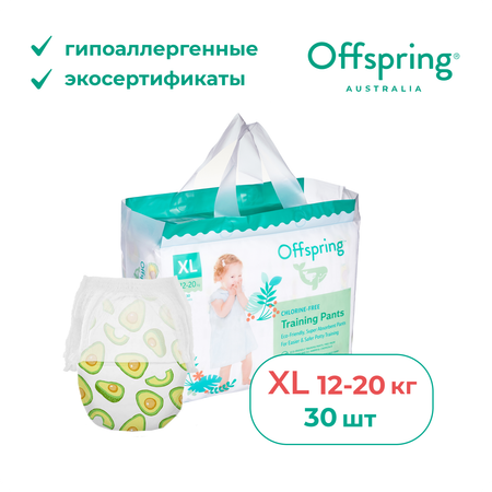 Трусики-подгузники Offspring XL 12-20 кг 30 шт расцветка Авокадо