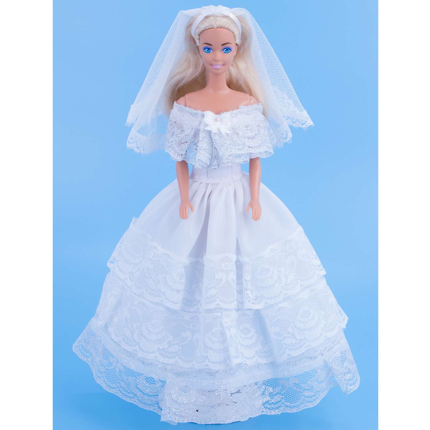 Одежда для кукол Модница 29 см Свадебное платье с фатой 1904 белый-серебро 1904белый&amp;серебро - фото 11