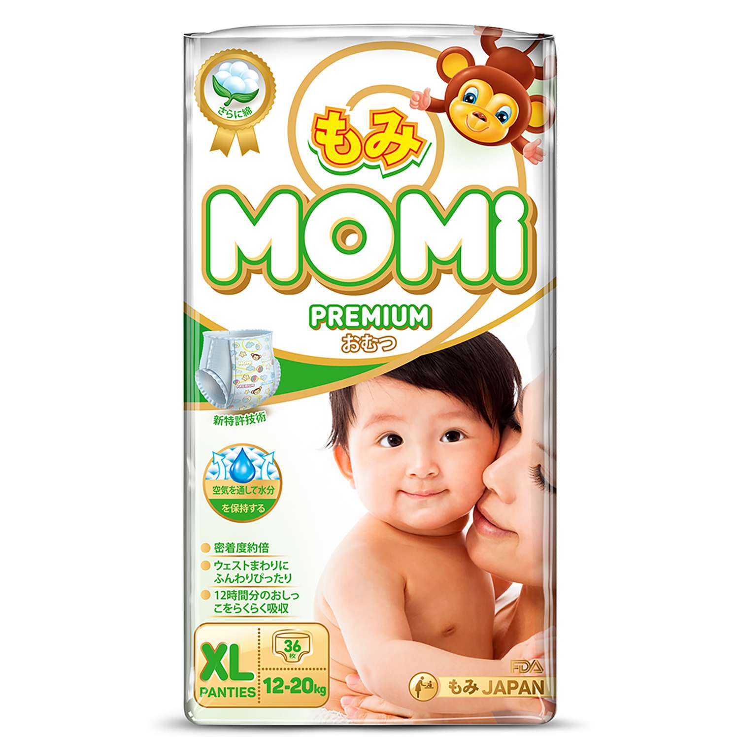 Подгузники-трусики Momi Premium XL 12-20кг 36шт - фото 1