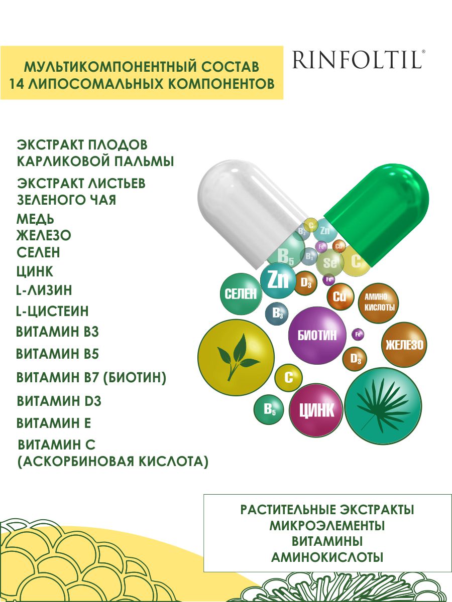БАД Ринфолтил Для женщин Для роста волос 60 капсул - фото 3