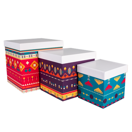 Набор подарочных коробок Cartonnage 3 в 1 Узоры Разноцветный