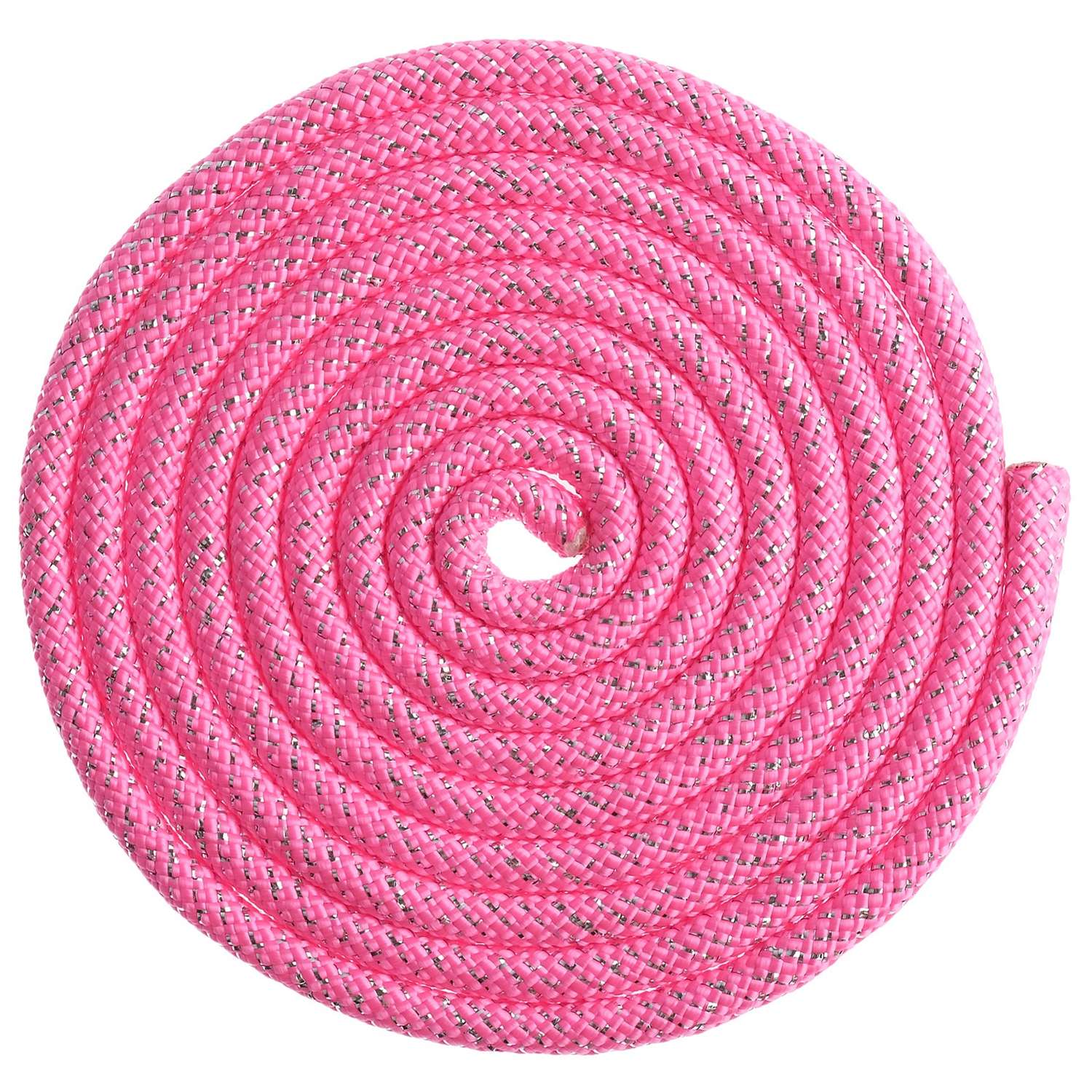 Скакалка Grace Dance гимнастическая утяжелённая. 3 м. 180 г. цвет неон-розовый/серебро люрекс - фото 1