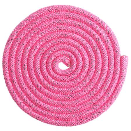 Скакалка Grace Dance гимнастическая утяжелённая. 3 м. 180 г. цвет неон-розовый/серебро люрекс