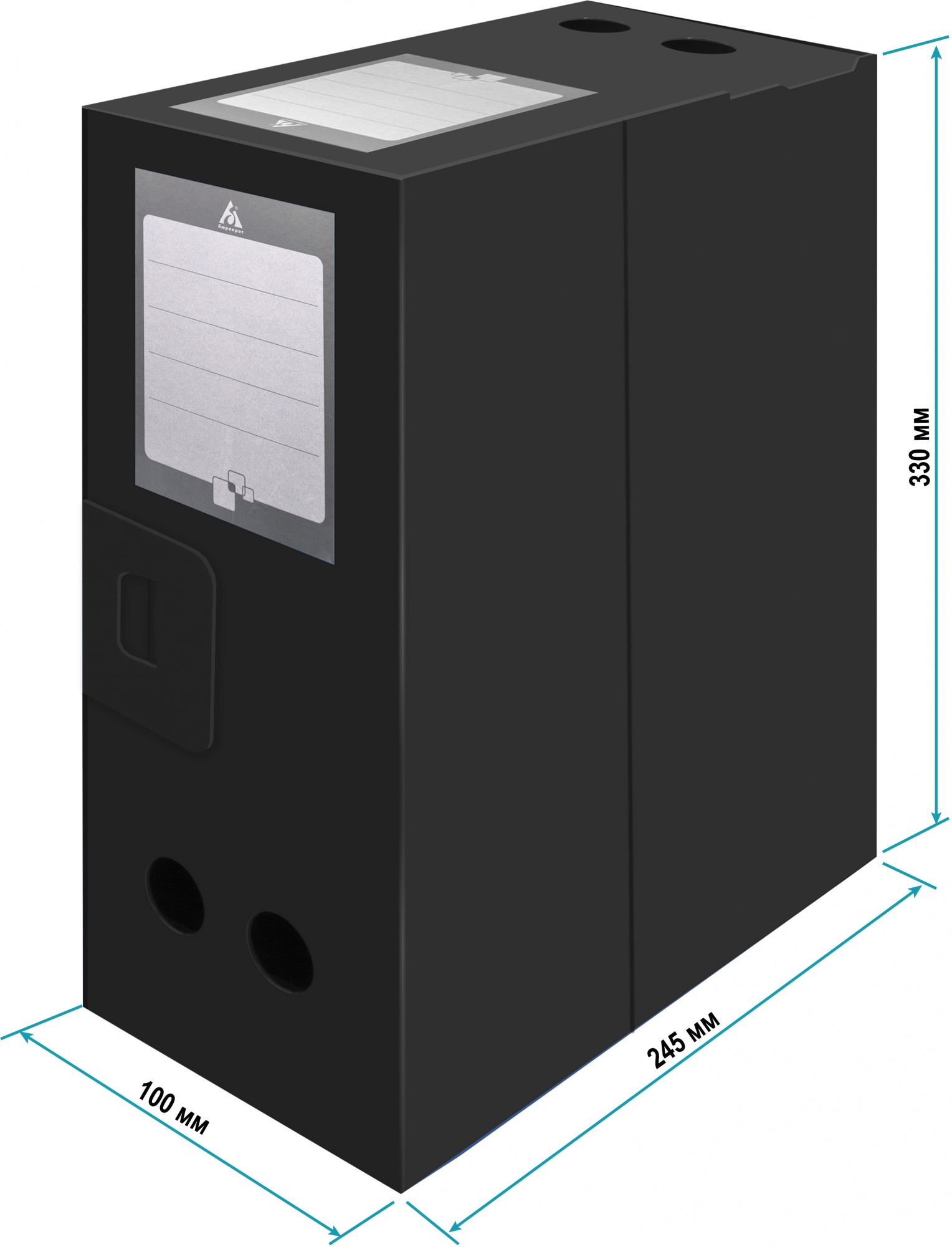 Короб архивный Бюрократ пластик 100мм 330х245 черный - фото 4