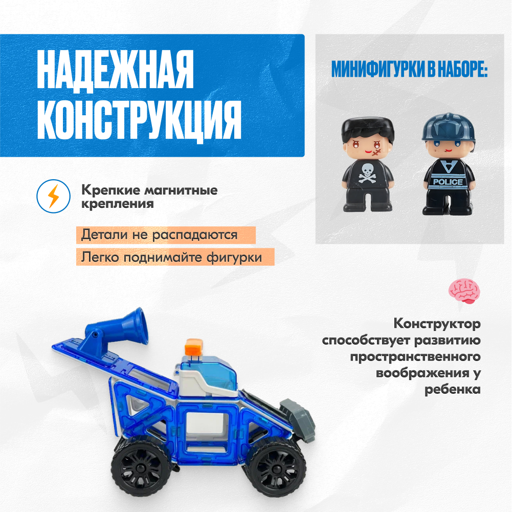 Игрушка LX Магнитный конструктор Полиция 50 деталей - фото 3