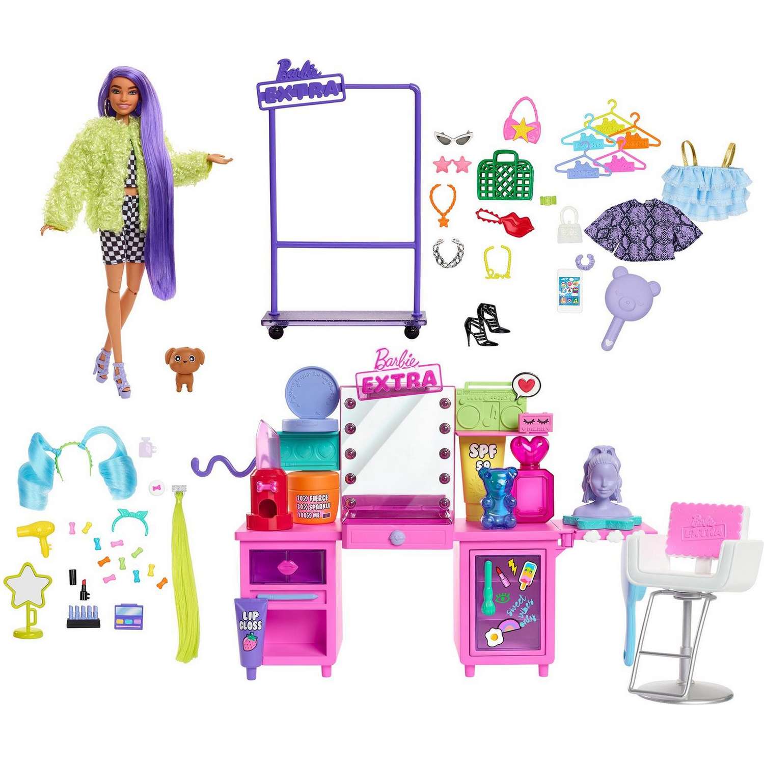 Набор игровой Barbie Экстра Туалетный столик с куклой и аксессуарами GYJ70 GYJ70 - фото 3
