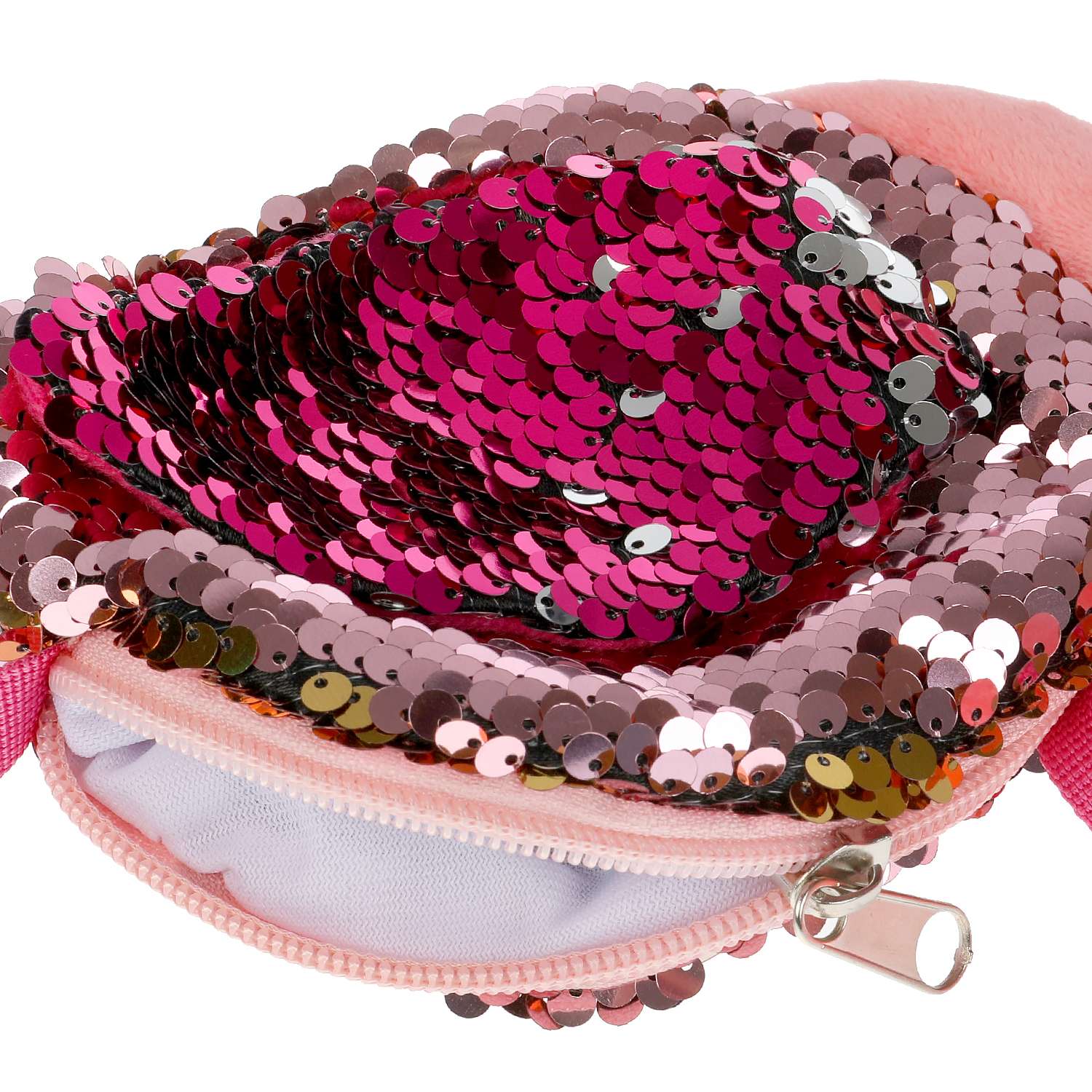 Мягкая сумочка Мой питомец в виде фламинго из пайеток 308184 - фото 5