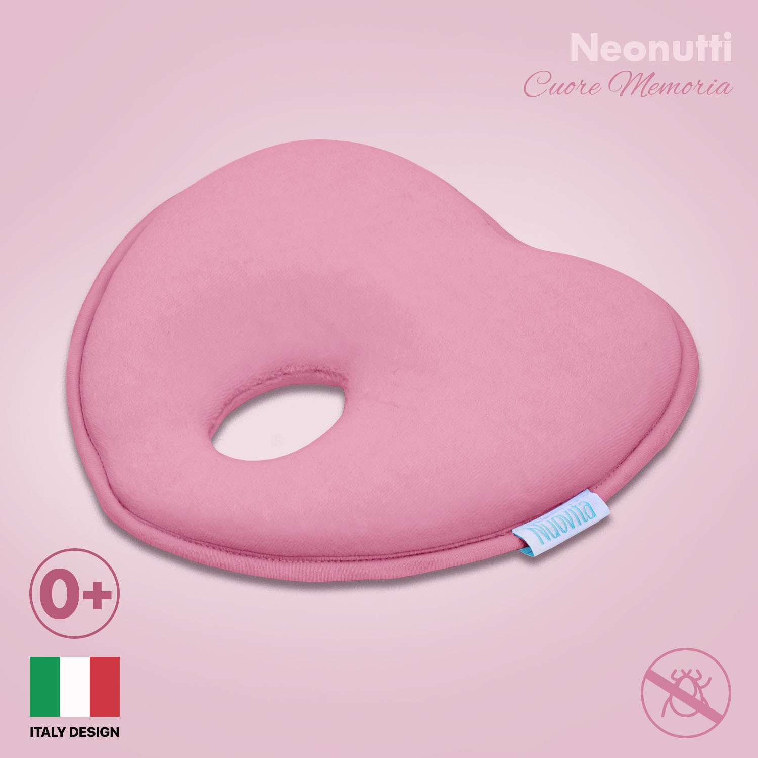Подушка для новорожденного Nuovita NEONUTTI Cuore Memoria розовый - фото 2