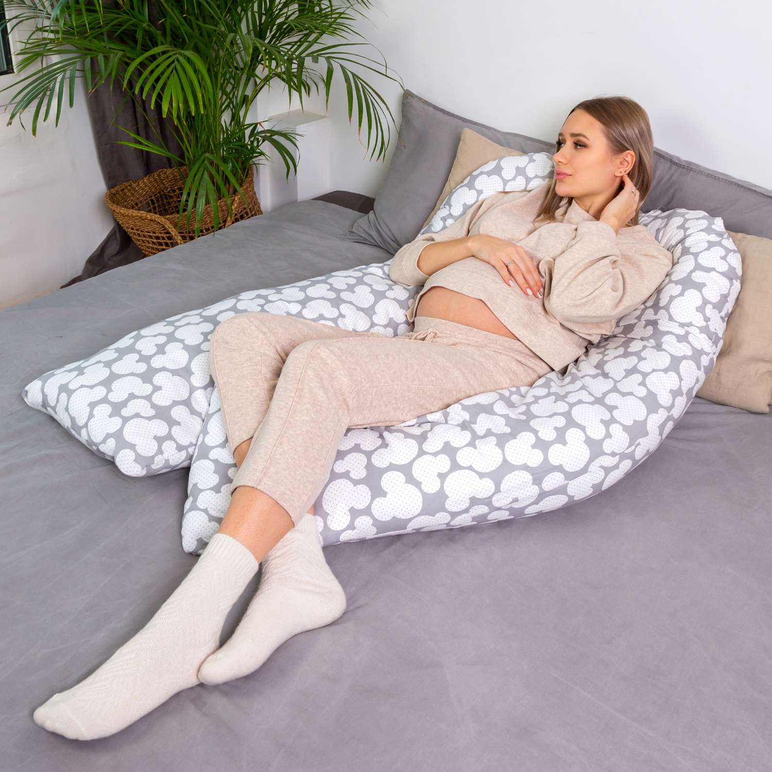 Наволочка к подушке для беременных Amarobaby Exclusive Soft Collection 101 Барашек U-образная Серый - фото 9