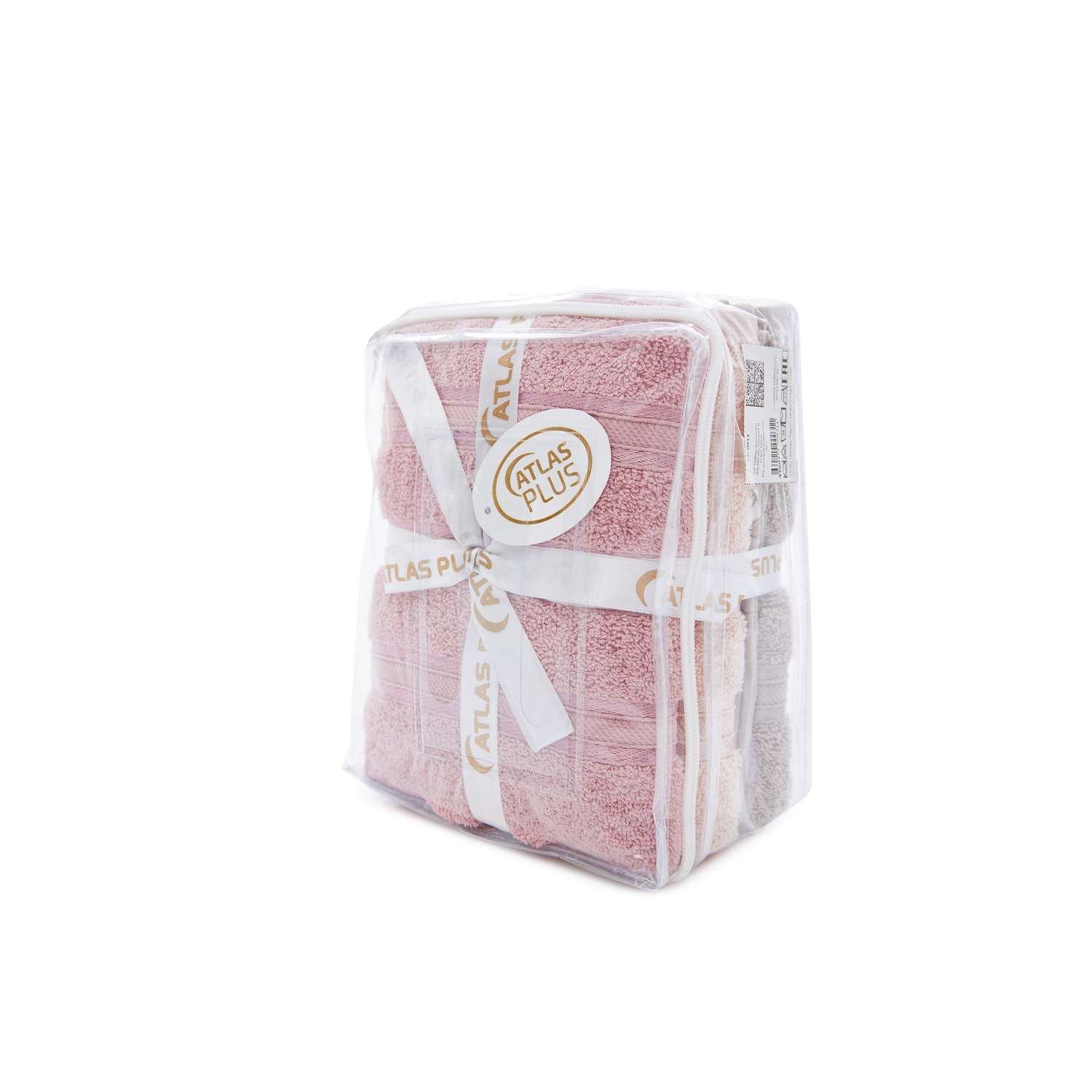 Набор полотенец 3 шт 70х140 см ATLASPLUS светло-розовый розовый серый - фото 6