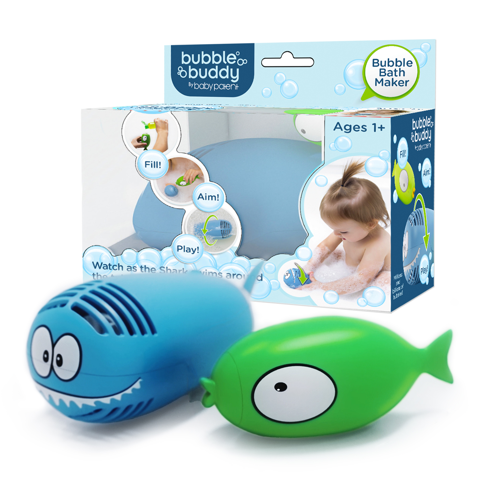 Игрушка для купания Baby Patent Акула и рыбка Bubble Buddy купить по цене  599 ₽ в интернет-магазине Детский мир