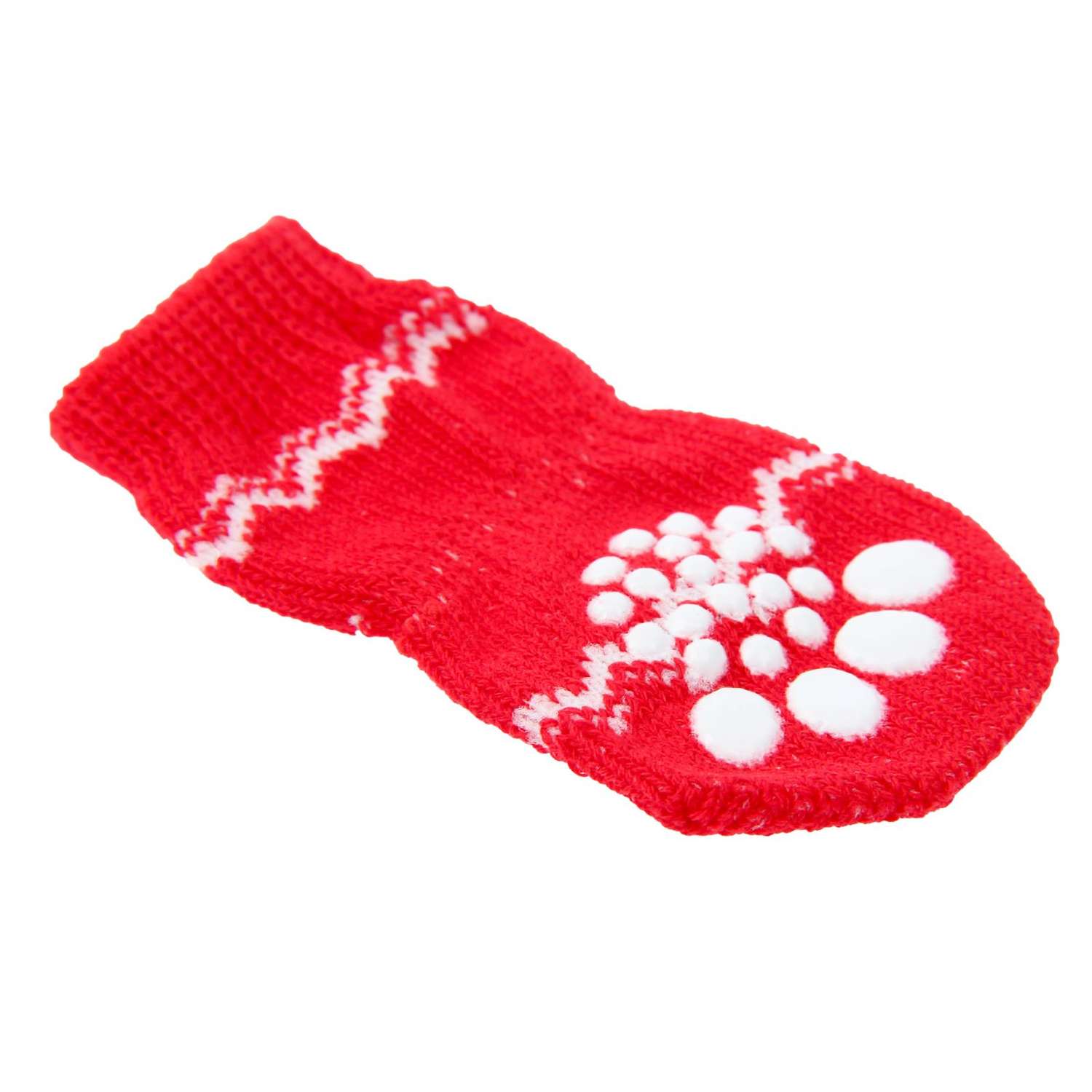 Носки для животных Пижон нескользящие «Снежинка» размер L 4 шт. красные - фото 1