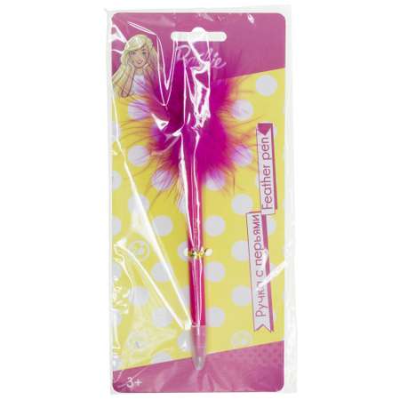 Ручка шариковая Kinderline Barbie с перьями BRFS-UA1-FB-BL1