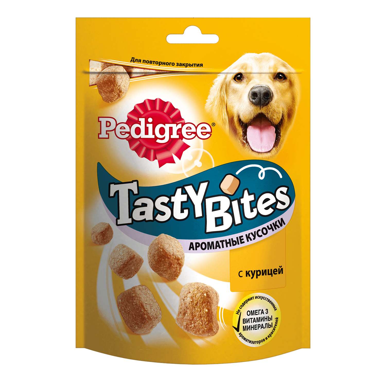 Лакомство для собак Pedigree Tasty Bites ароматные кусочки с курицей 130г - фото 1