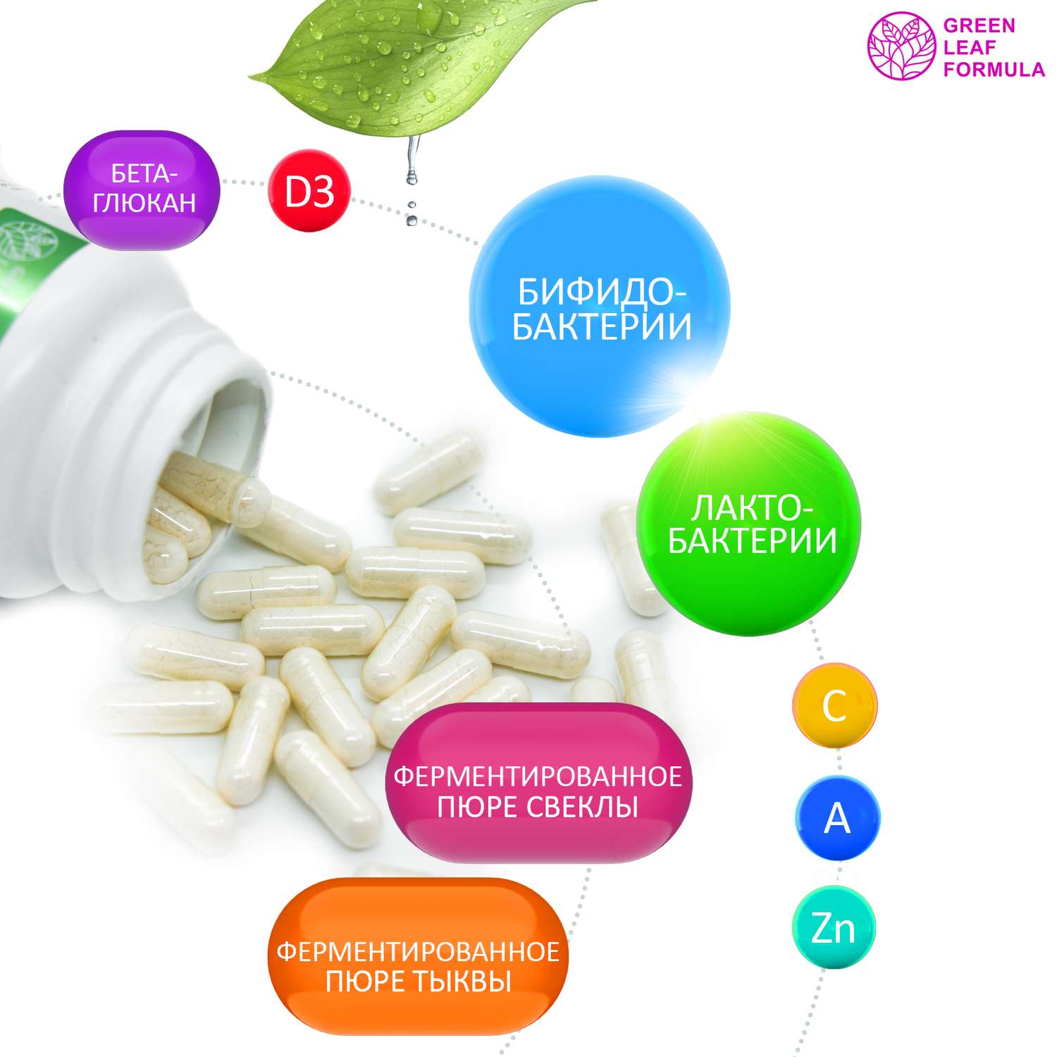 Детский пробиотик Green Leaf Formula витаминный комплекс для детей от 3 лет 2 банки по 60 капсул - фото 4