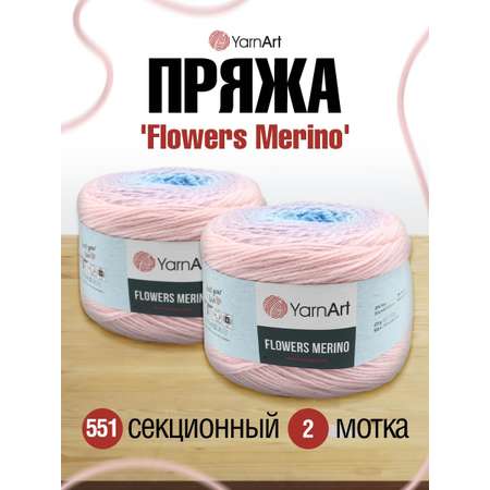 Пряжа YarnArt Flowers Merino полушерстяная 225 г 590 м 551 секционный 2 мотка