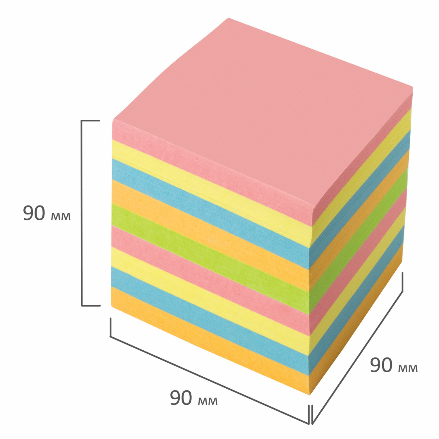 Блок бумажный Brauberg для записей и заметок проклеенный куб 9х9х9 см цветной - фото 8
