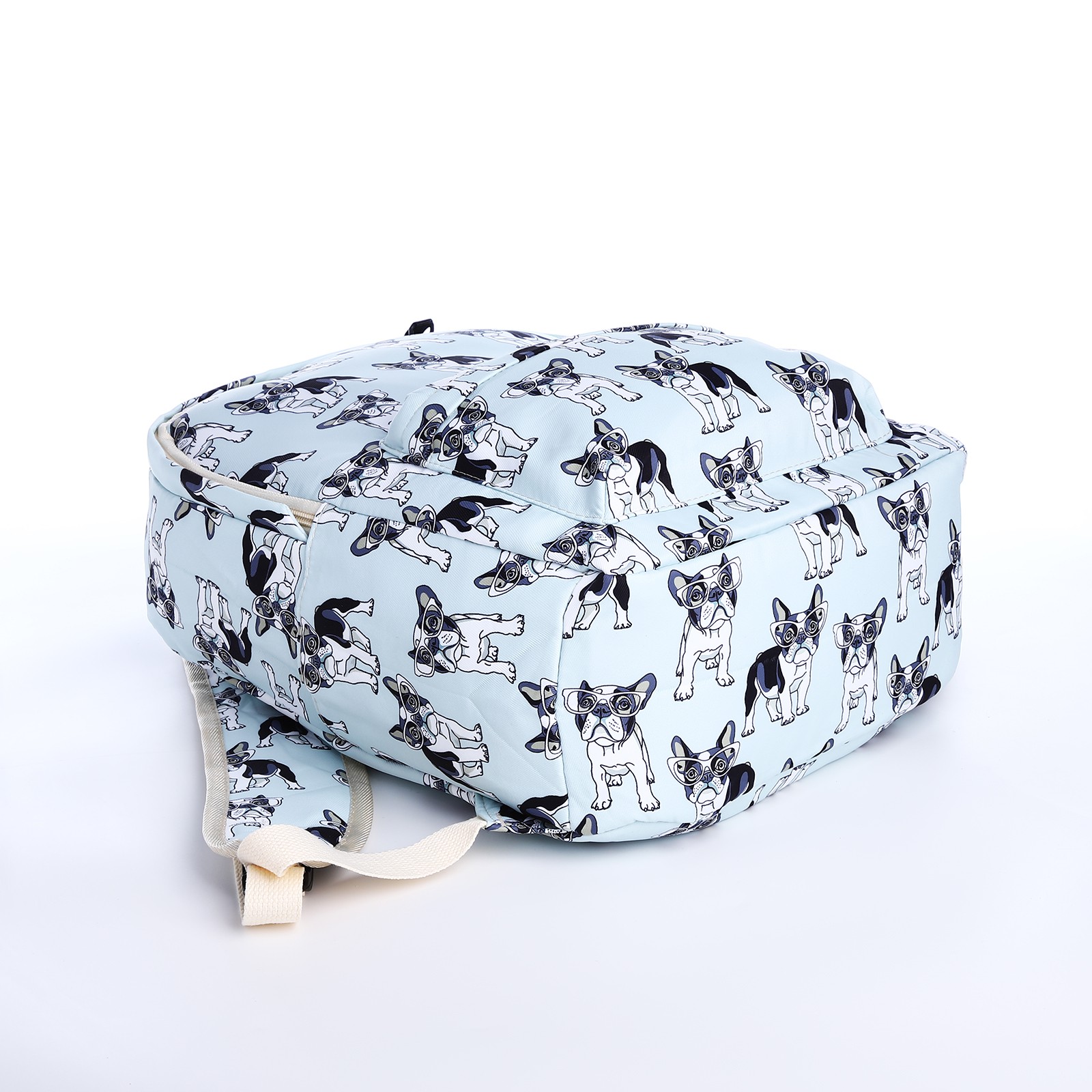 Рюкзак школьный NAZAMOK из текстиля на молнии 3 кармана пенал цвет голубой - фото 4