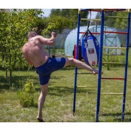 Мешок боксерский Харламов-Спорт Капля-Росомаха вес 15 кг сине-белая