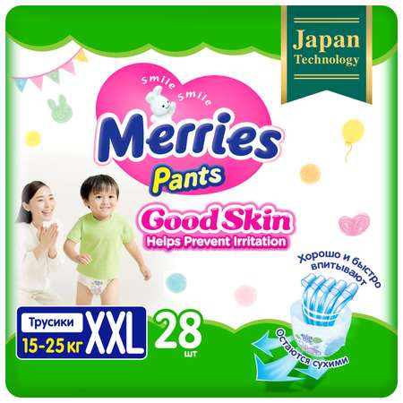 Подгузники-трусики Merries Good Skin XXL 15-25кг 28шт