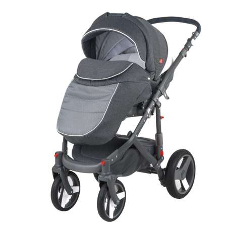 Коляска 3в1 BeBe-mobile Movo C and G A25 Темно-серый+Серый с ромбиком+Белая кожа