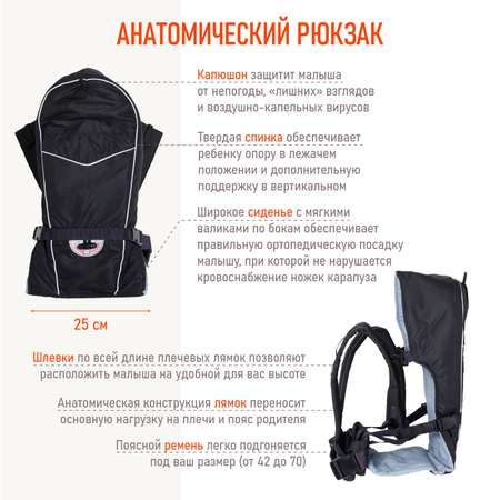 Рюкзак-кенгуру Чудо-чадо «‎BabyActive Simple» черный