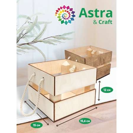 Кашпо Astra Craft с ручками для творчества рукоделия флористики 15.6х15х12 см белый