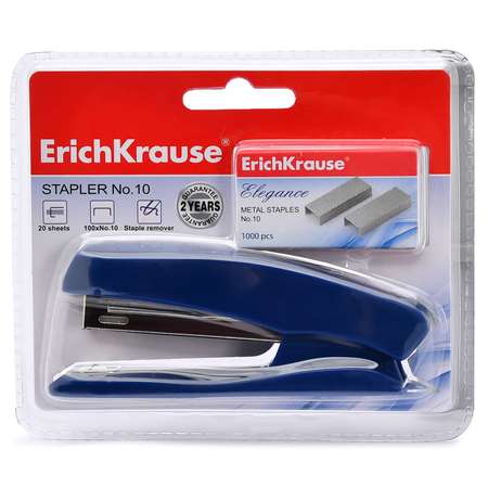 Степлер ErichKrause Elegance до 20л+скобы Синий 13905