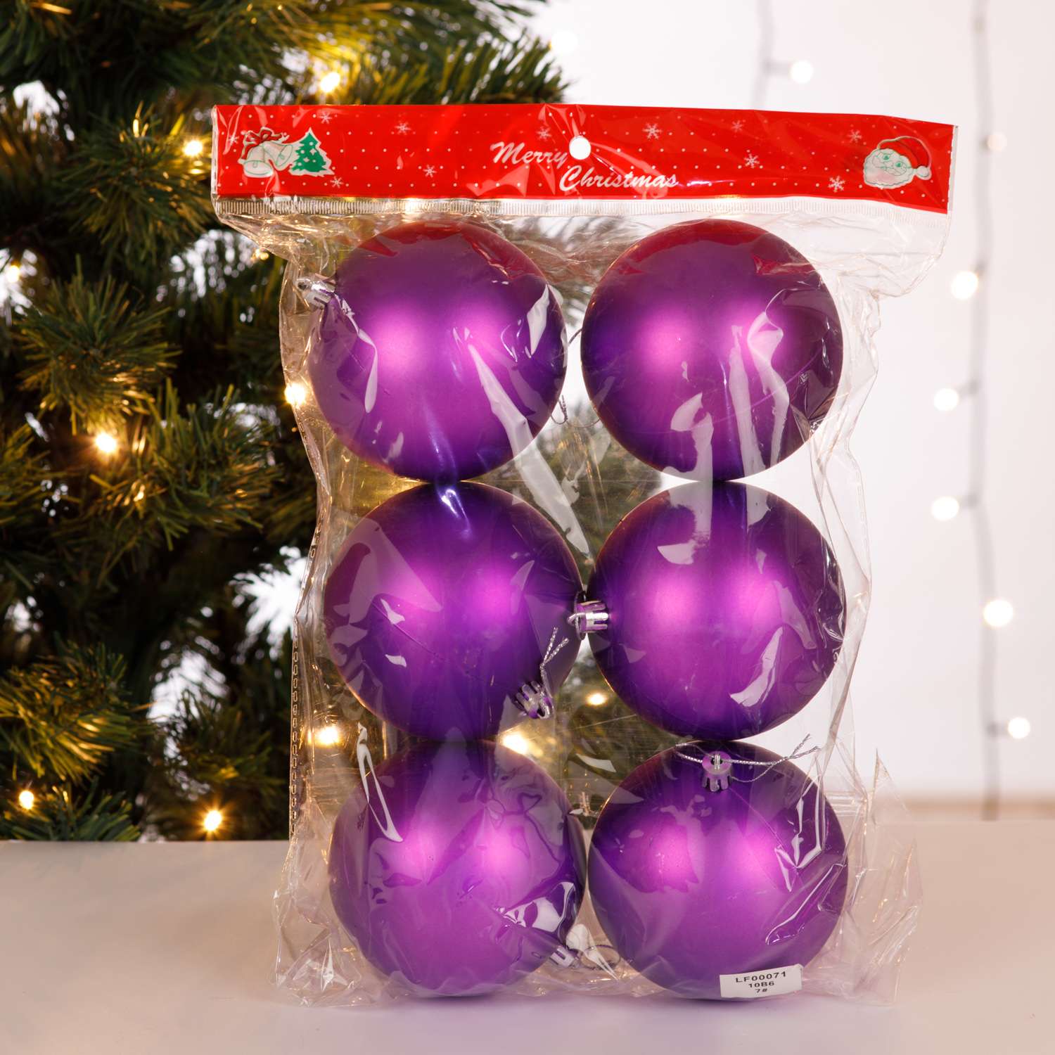 Набор елочных украшений BABY STYLE Шары фиолетовый матовый 10 см 6 шт - фото 1