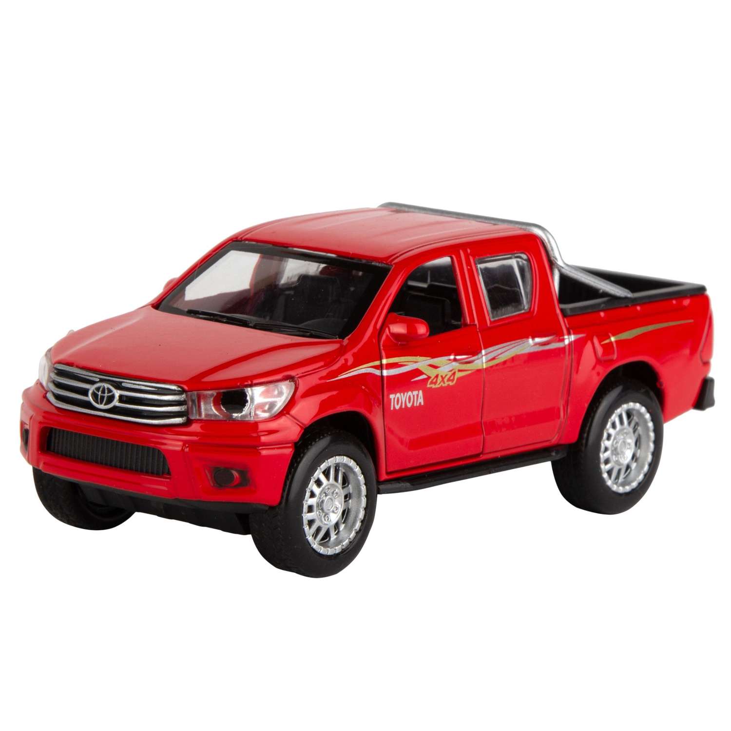 Машинка AUTOGRAND Toyota Hilux красная металлическая с инерционным механизмом 12 см 78244 - фото 1
