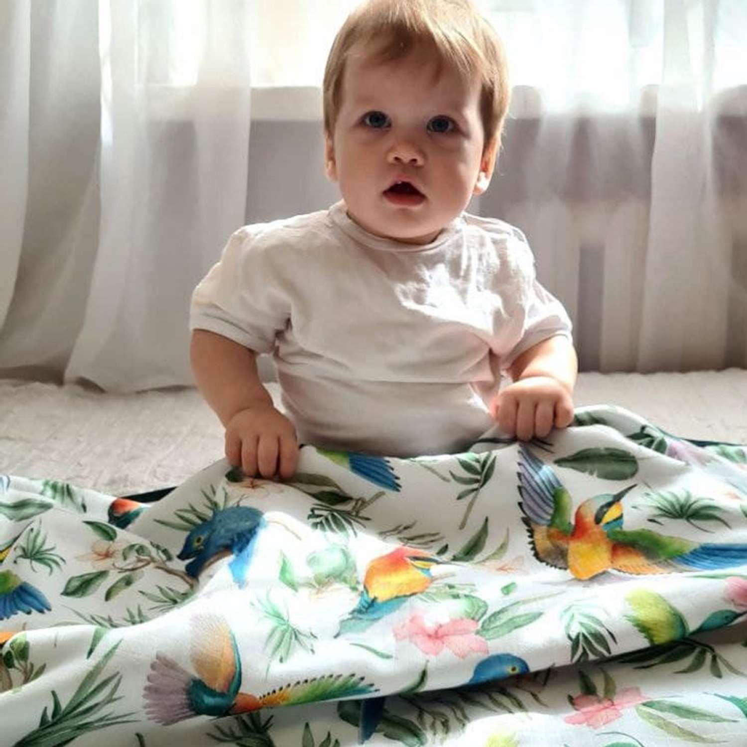 Плед-одеяло Adam Stork для новорожденного 4 слоя муслина 118х118 см - фото 8