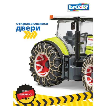 Игрушка BRUDER Трактор Claas Axion 950 c цепями и снегоочистителем