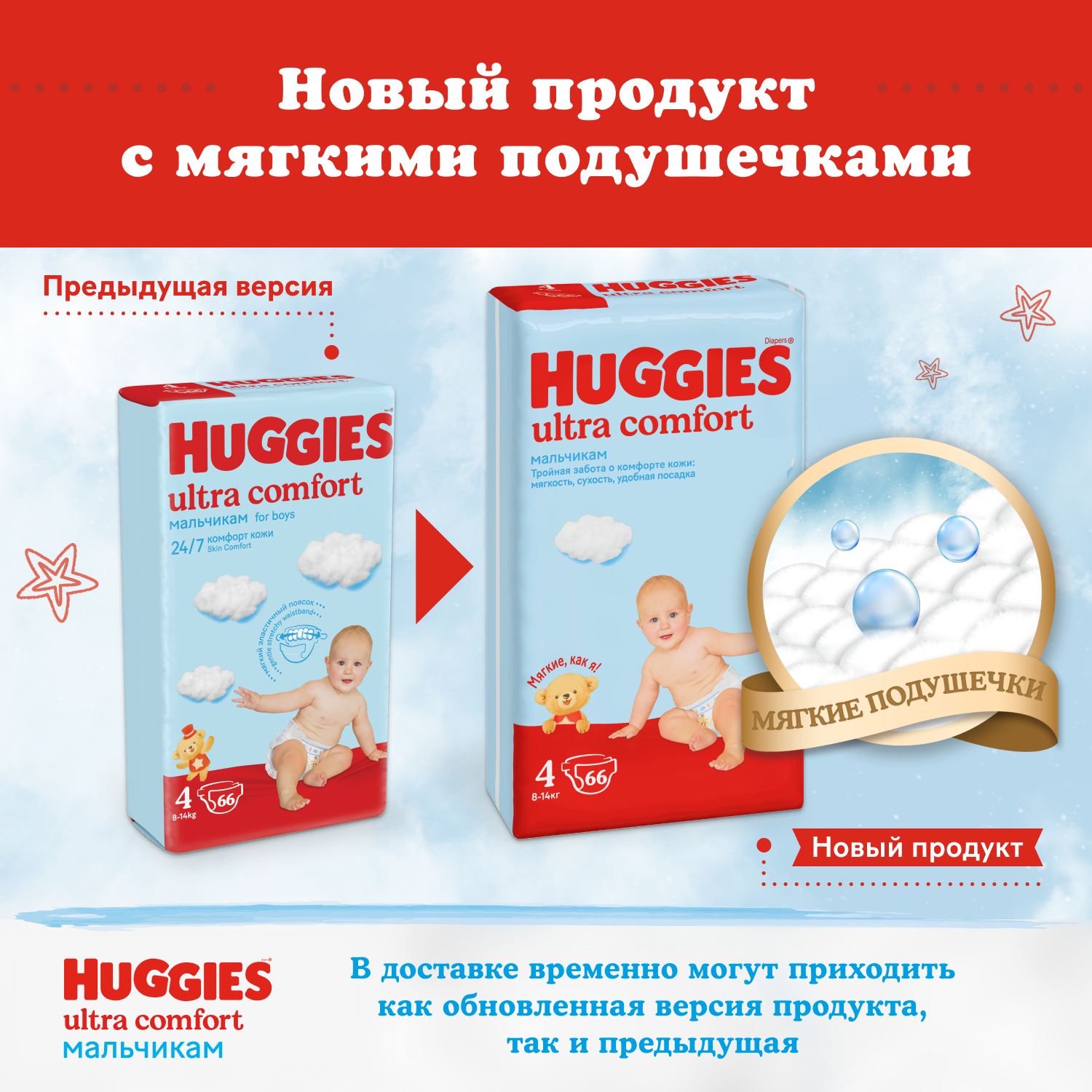 Подгузники Huggies Ultra Comfort для мальчиков 4 (8-14 кг) 66 шт. - фото 3