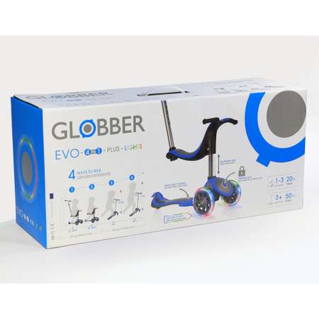 Самокат Globber Evo 4 в 1 Plus Lights Голубой 454-130