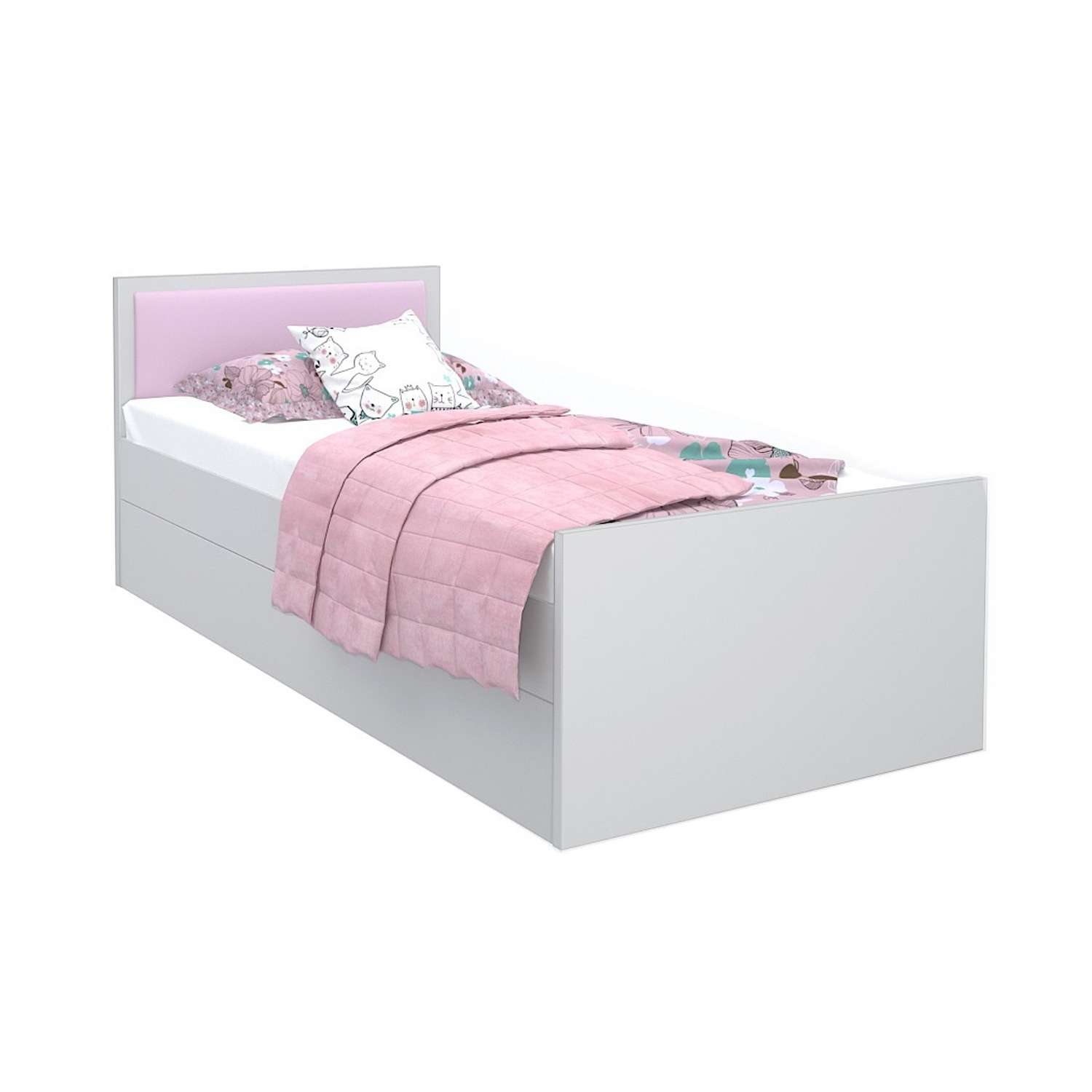 Кровать подростковая Феникс с мягким изголовьем Светло-розовый - фото 2