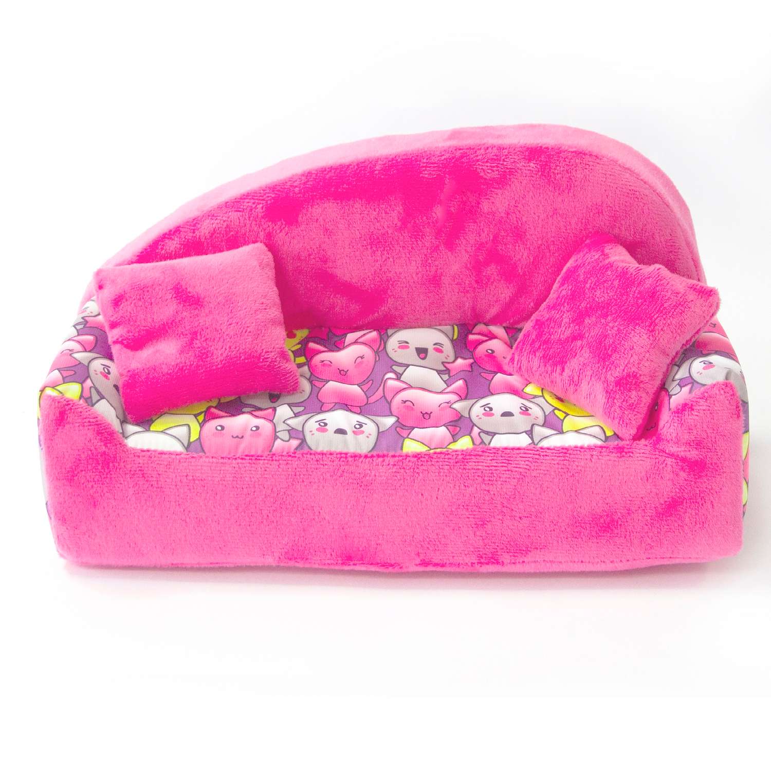 Набор мебели для кукол Belon familia Принт хор котят фиолетовый диван с круглой спинкой 2 подушки НМ-002/1-33 - фото 1