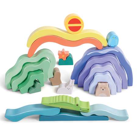 Развивающая игрушка Hape 3 в 1 В джунглях для малышей (пирамидка пазл игра-балансир) по всему миру