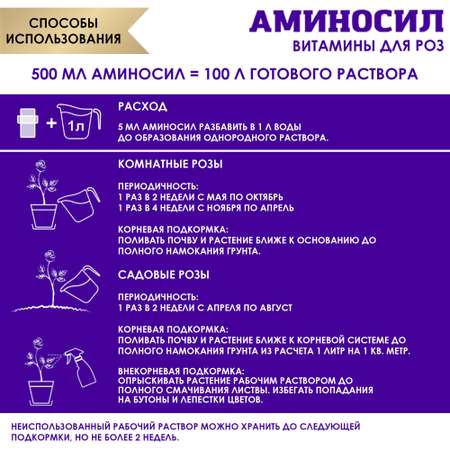 Удобрение Аминосил Витамины для роз 500 мл