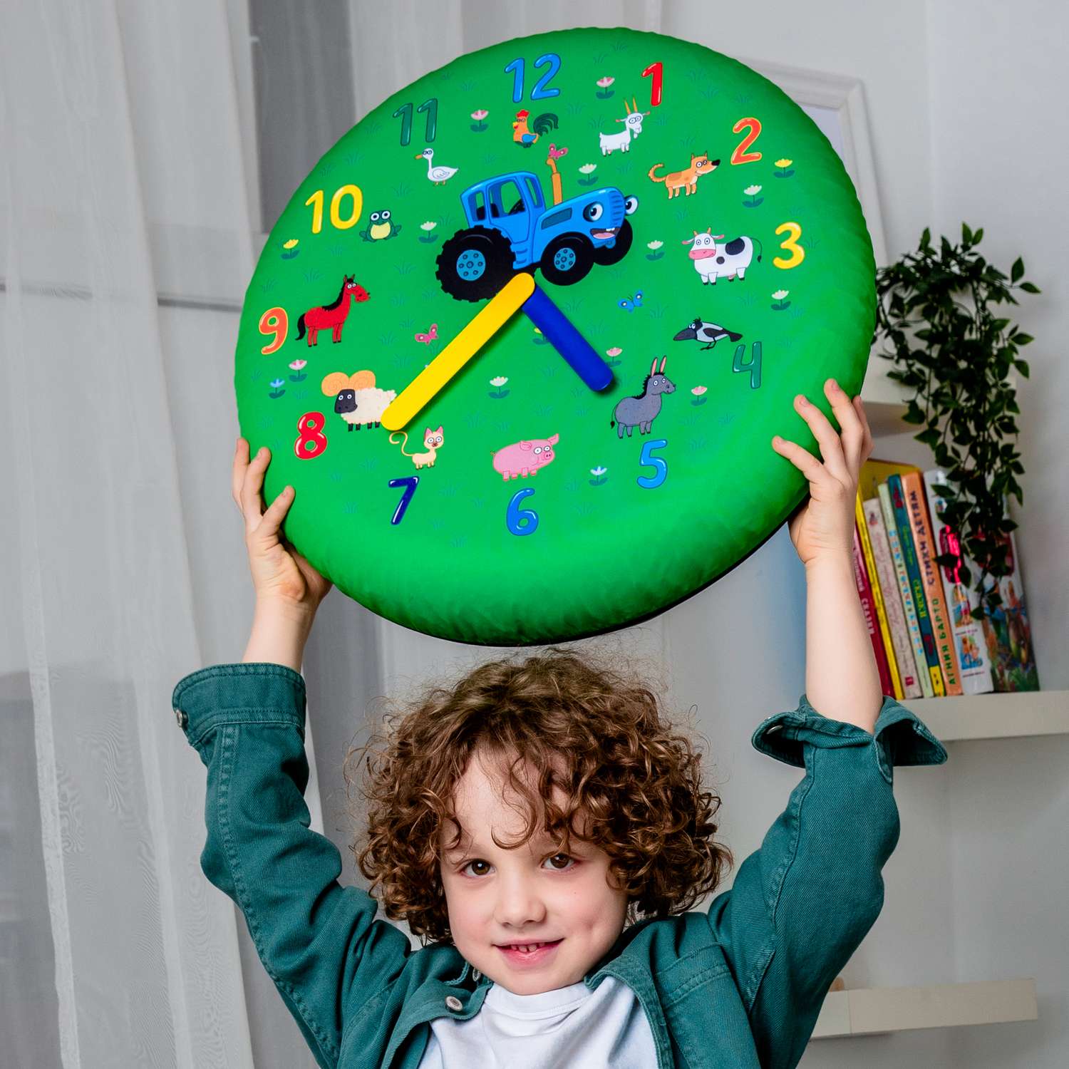 Надувные часы Синий трактор настенные детские 50 см. - фото 7