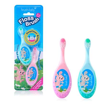 Детская зубная щетка Brush-Baby 0-3 лет 2 шт бирюзовая+розовая