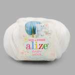 Пряжа для вязания Alize baby wool бамбук шерсть акрил мягкая 50 гр 175 м 55 белый 10 мотков