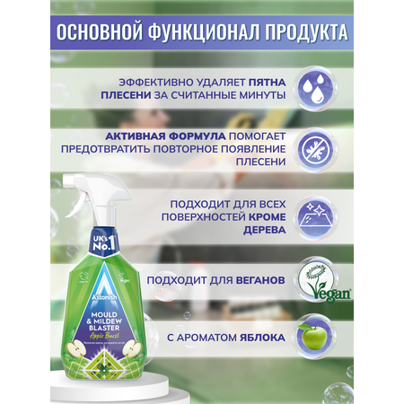 Средство Astonish для удаления плесени и грибка с ароматом яблока Mould Mildew Stain Blaster