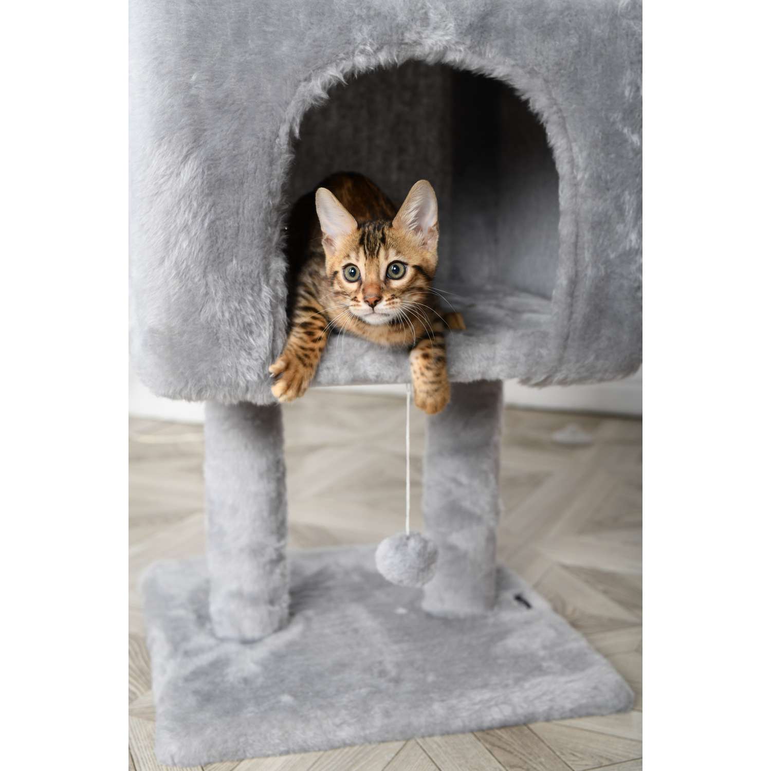 Когтеточка для кошек домик БРИСИ Серый - фото 11