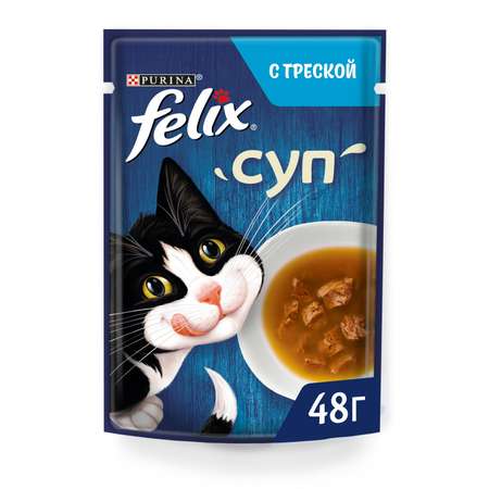Корм влажный для кошек Felix 48г суп треска