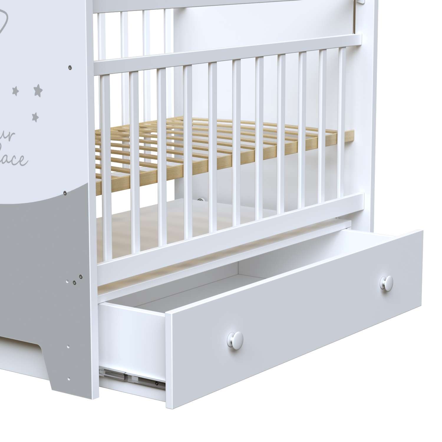 Детская кроватка ВДК прямоугольная, продольный маятник (белый) - фото 3