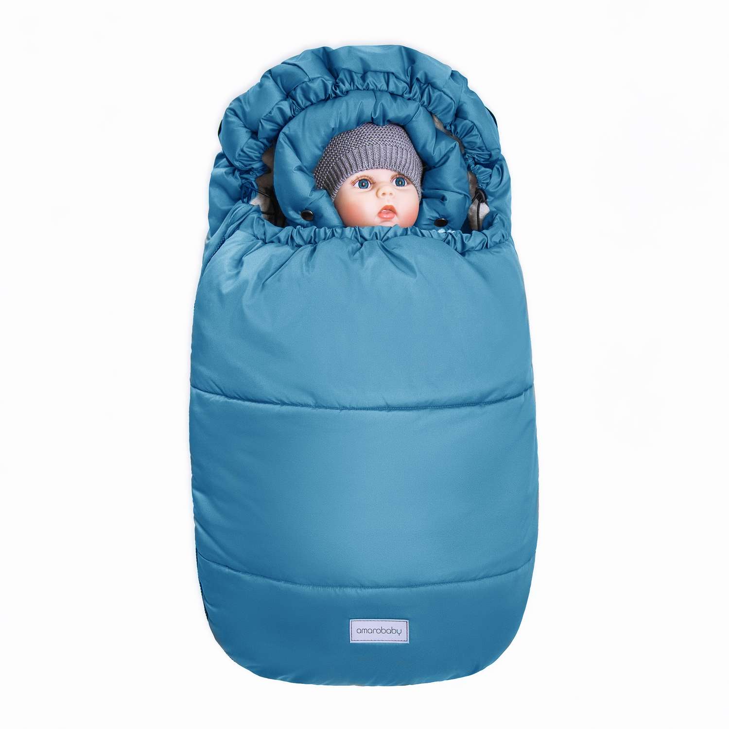 Конверт зимний меховой AmaroBaby Snowy Travel Голубой 85 см - фото 13