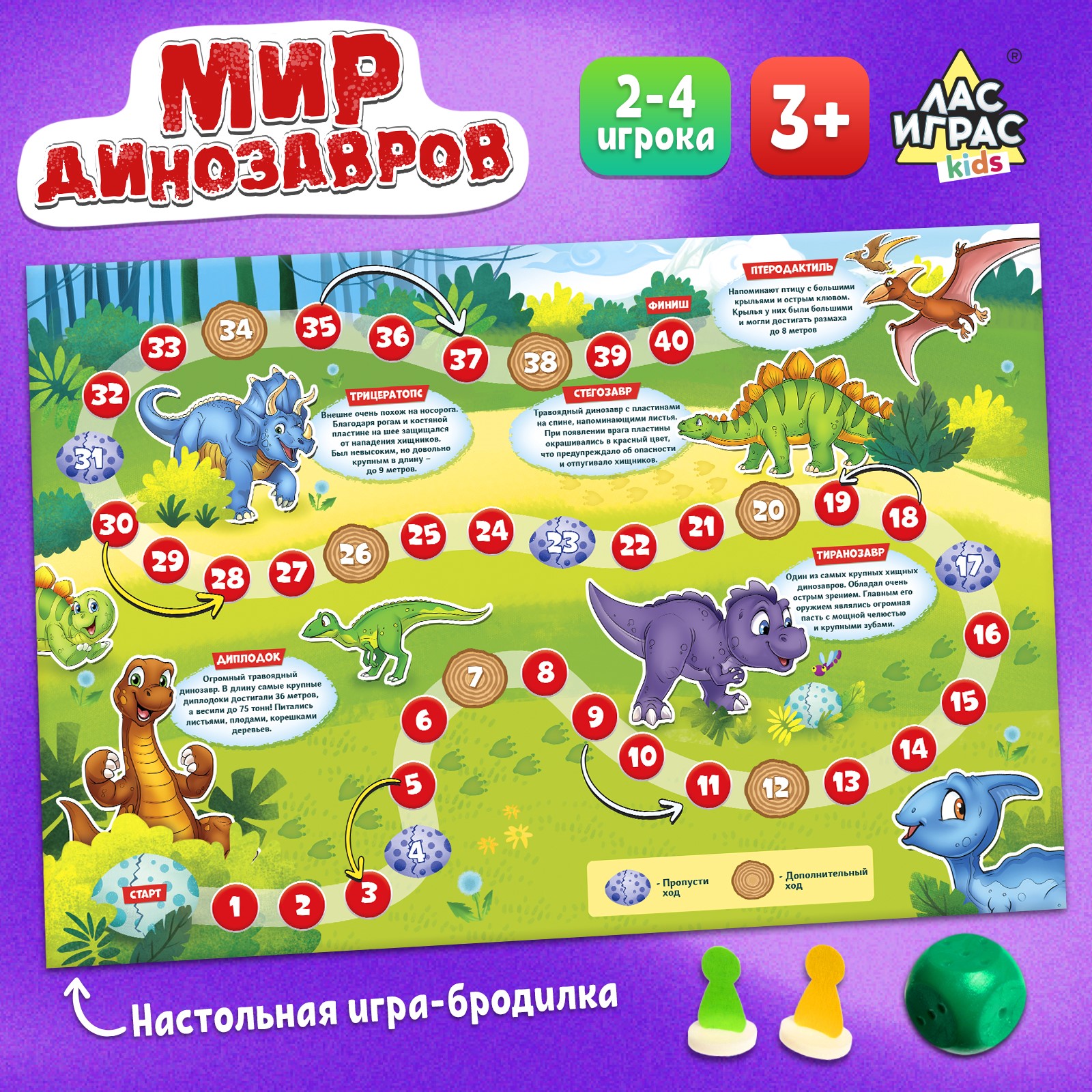 Игра-бродилка Лас Играс KIDS «Мир динозавров» - фото 1